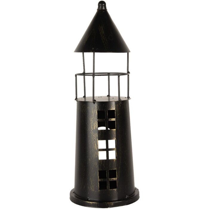 Clayre & Eef 6Y5790 Faro decorativo negro 16x45 cm estilo rústico