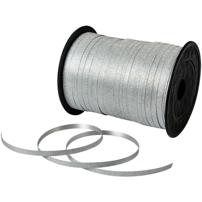 Clayre & Eef Cinta regalo plateada 0.5cm x 228m con brillo