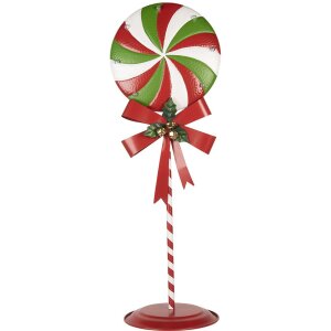 Clayre & Eef 6Y5635 Decoración Piruleta LED 36x29x100 cm Metal Rojo Verde