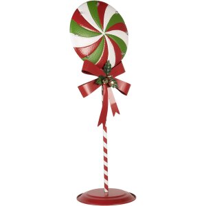 Clayre & Eef 6Y5635 Decoración Piruleta LED 36x29x100 cm Metal Rojo Verde