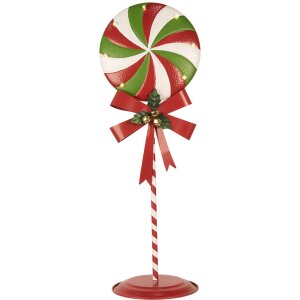 Clayre & Eef 6Y5635 Decoración Piruleta LED 36x29x100 cm Metal Rojo Verde