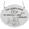 Clayre & Eef 6Y5685 Letrero de texto Una vida sin gato es posible Blanco 18x15 cm