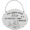 Clayre & Eef 6Y5685 Letrero de texto Una vida sin gato es posible Blanco 18x15 cm