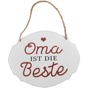 Clayre & Eef 6Y5686 Letrero de texto La abuela es lo mejor Blanco Rojo 18x1x15 cm Hierro