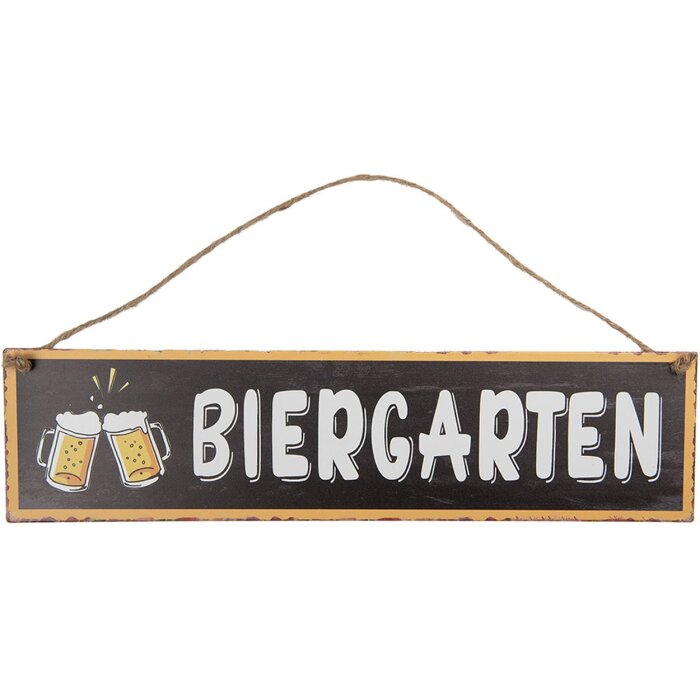 Clayre & Eef 6Y5693 Cartel Texto Cerveza Jardín Marrón Blanco 40x1x10 cm Hierro Vintage