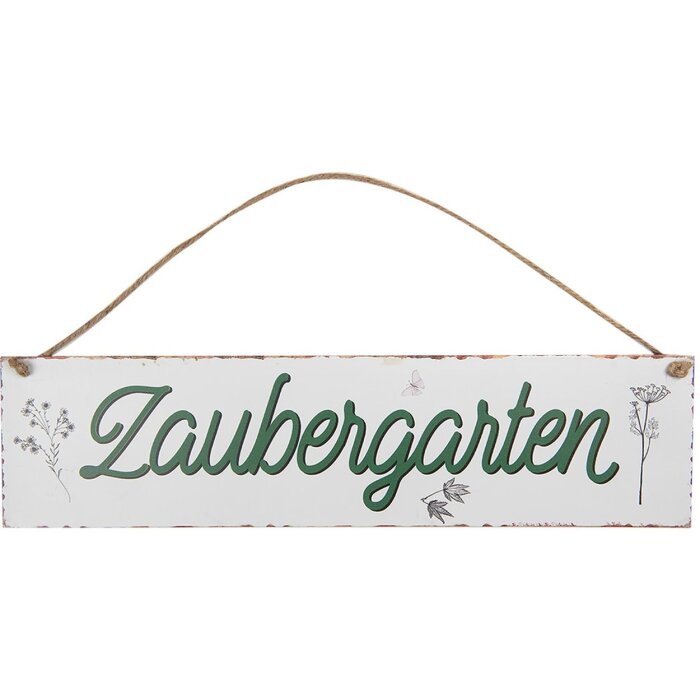 Clayre & Eef Signo de Texto Jardín Mágico Decoración de Jardín Metal Blanco 40x1x10 cm