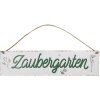 Clayre & Eef Signo de Texto Jardín Mágico Decoración de Jardín Metal Blanco 40x1x10 cm