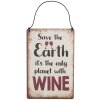 Clayre & Eef 6Y5695 Cartel Texto Salvar la Tierra Vino 10x15cm Hierro Beige Rojo