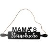Clayre & Eef Texto signo Mamas estrella cocina negro 50x1x14 cm hierro yute cuerda
