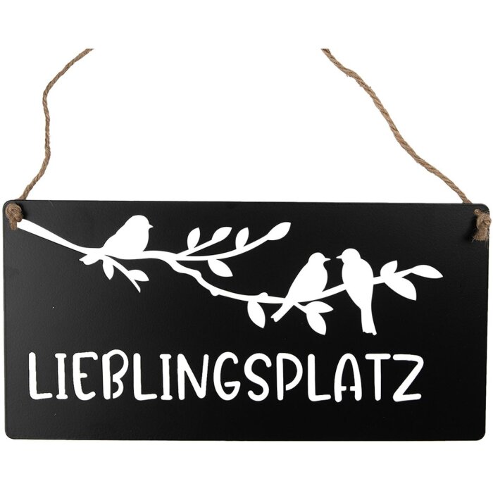 Clayre & Eef 6Y5697 Señal de texto lugar favorito negro blanco 30x1x15 cm hierro