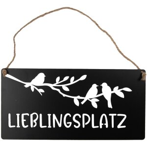 Clayre & Eef 6Y5697 Señal de texto lugar favorito negro blanco 30x1x15 cm hierro