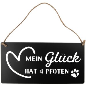 Clayre & Eef 6Y5698 Letrero Mi felicidad tiene 4 patas Negro 30x1x15 cm