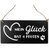 Clayre & Eef 6Y5698 Letrero Mi felicidad tiene 4 patas Negro 30x1x15 cm