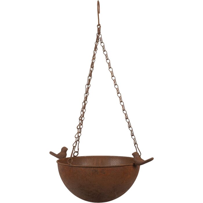 Clayre & Eef 6Y5793 Comedero colgante para pájaros marrón antiguo 30x21x14/50 cm