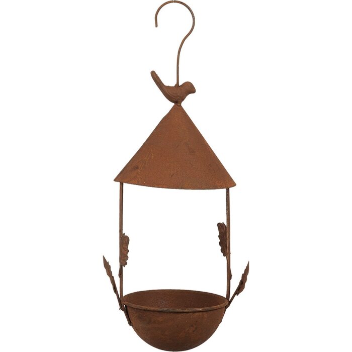 Clayre & Eef 6Y5795 Bañera Colgante para Pájaros Metal Marrón 15x14x42 cm Estilo Antiguo