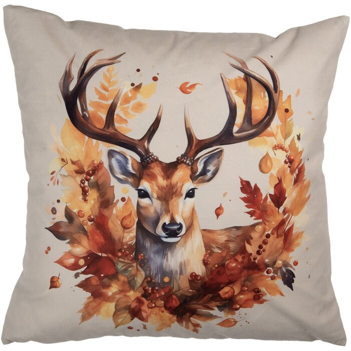 Clayre & Eef funda de cojín motivo ciervo beige naranja 45x45 cm poliéster