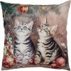 Clayre & Eef KT021.417 Funda de cojín motivo gato estilo campestre 45x45 cm marrón rojo