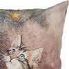 Clayre & Eef KT021.417 Funda de cojín motivo gato estilo campestre 45x45 cm marrón rojo