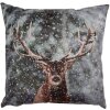 Clayre & Eef funda de cojín 45x45 cm motivo ciervo gris marrón estilo country