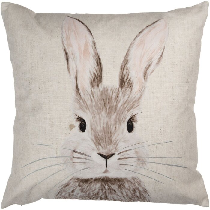 Clayre & Eef KT021.422 Funda de Cojín Conejito Beige 45x45 cm Country Style