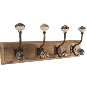 Clayre & Eef 6H2393 Perchero Perchero de pared Madera Hierro Marrón Antiguo 45x11x18 cm