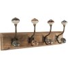 Clayre & Eef 6H2393 Perchero Perchero de pared Madera Hierro Marrón Antiguo 45x11x18 cm