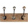 Clayre & Eef 6H2394 Perchero de pared 3 ganchos estilo antiguo marrón 31x10x16 cm