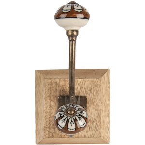 Clayre & Eef 6H2395 Gancho de Pared Madera Metal Marrón 10x11x18 cm Estilo Antiguo