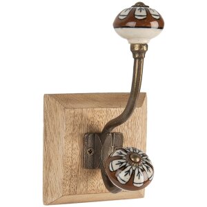 Clayre & Eef 6H2395 Gancho de Pared Madera Metal Marrón 10x11x18 cm Estilo Antiguo