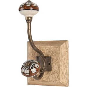 Clayre & Eef 6H2395 Gancho de Pared Madera Metal Marrón 10x11x18 cm Estilo Antiguo