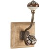 Clayre & Eef 6H2395 Gancho de Pared Madera Metal Marrón 10x11x18 cm Estilo Antiguo