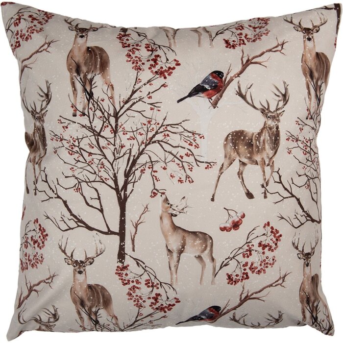 Clayre & Eef KT021.402 Funda de cojín 45x45 cm Beige Invierno Estilo campestre