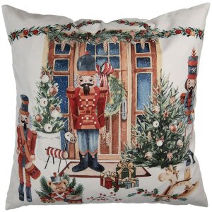 Clayre & Eef KT021.403 Funda de cojín 45x45 cm Blanco Rojo Verde Country Christmas