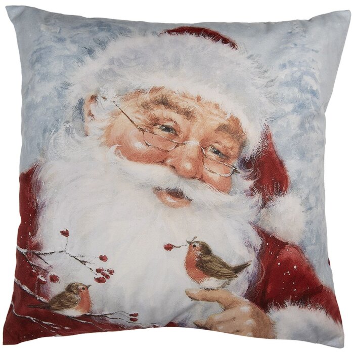Clayre & Eef KT021.406 Funda de Cojín Diseño Navideño Gris Rojo 45x45 cm
