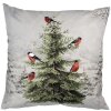 Clayre & Eef KT021.407 Funda de Cojín 45x45 cm Blanco Verde Estilo Campestre Motivo Invierno