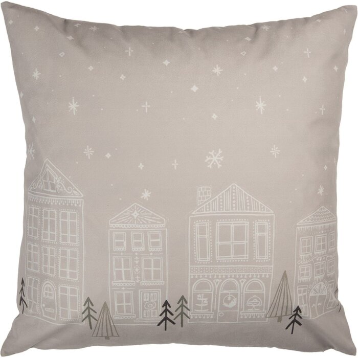 Clayre & Eef KT021.408 Funda de Cojín Beige 45x45 cm Estilo Campestre Motivo Invierno