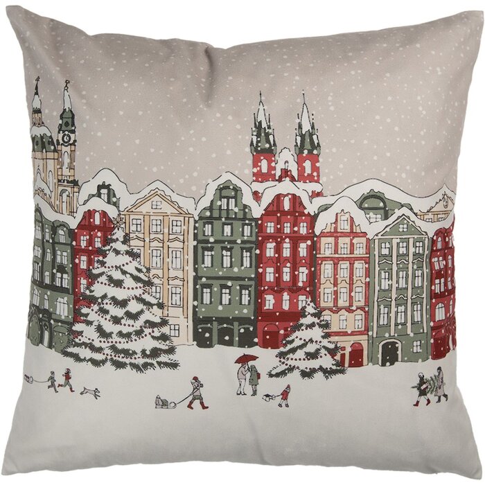 Clayre & Eef KT021.409 Funda de cojín motivo invierno beige 45x45 cm