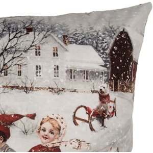 Clayre & Eef KT021.410 Funda de cojín gris rojo 45x45 cm diseño invernal casa de campo