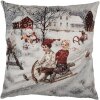 Clayre & Eef KT021.410 Funda de cojín gris rojo 45x45 cm diseño invernal casa de campo