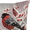 Clayre & Eef KT021.413 Funda de Cojín 45x45cm Bullfinches de Invierno Gris Rojo