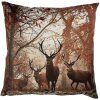 Clayre & Eef funda de cojín motivo ciervo marrón naranja 45x45 cm estilo country