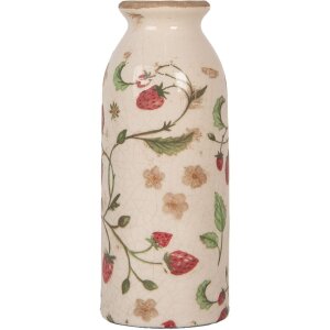 Clayre & Eef 6CE2021 Jarrón Beige Rojo Ø8x20cm Cerámica Estilo Campestre