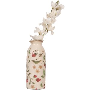 Clayre & Eef 6CE2021 Jarrón Beige Rojo Ø8x20cm Cerámica Estilo Campestre