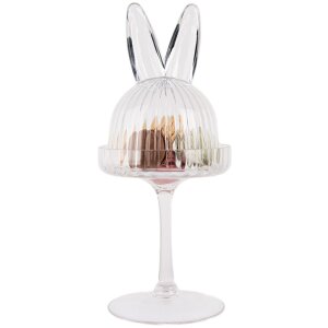 Clayre & Eef 6GL4929 Tarro de cristal con forma de conejito Ø 12x29 cm Decoración transparente