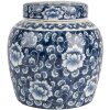 Clayre & Eef 6CE2138 Maceta Decorativa con Tapa Azul-Blanco Ø 13x13 cm