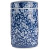 Clayre & Eef 6CE2139 Maceta Decorativa con Tapa Azul y Blanco Ø 9x14 cm