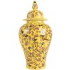 Clayre & Eef 6CE2140 Maceta Decorativa con Tapa Flor de Cerezo Amarillo Ø11x22 cm