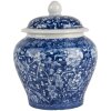 Clayre & Eef 6CE2142 Maceta Decorativa con Tapa Azul Blanco Ø 9x12 cm