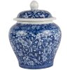 Clayre & Eef 6CE2142 Maceta Decorativa con Tapa Azul Blanco Ø 9x12 cm