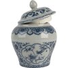 Clayre & Eef 6CE2143 Maceta Decorativa con Tapa Cerámica Gris Azul Ø 9x13 cm